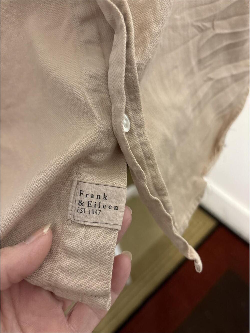 Frank & Eileen Barry Tan Distressed Button Down Long Sleeve Shirt Med - Picture 5 of 8
